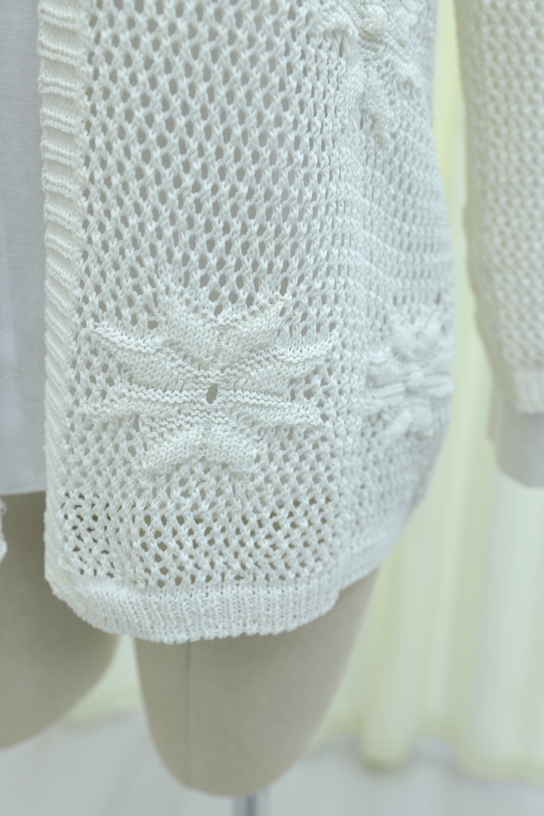 White Floral Detail Openwork Knit Cardigan - Podyumplus - by Peralane - photo 7