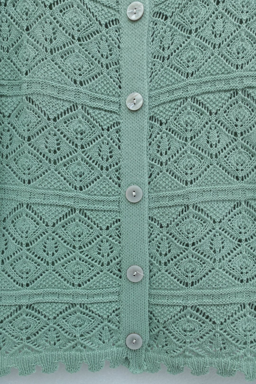 Buttoned Patterned Openwork Knit Cardigan - Mint - Podyumplus - by Peralane - photo 6