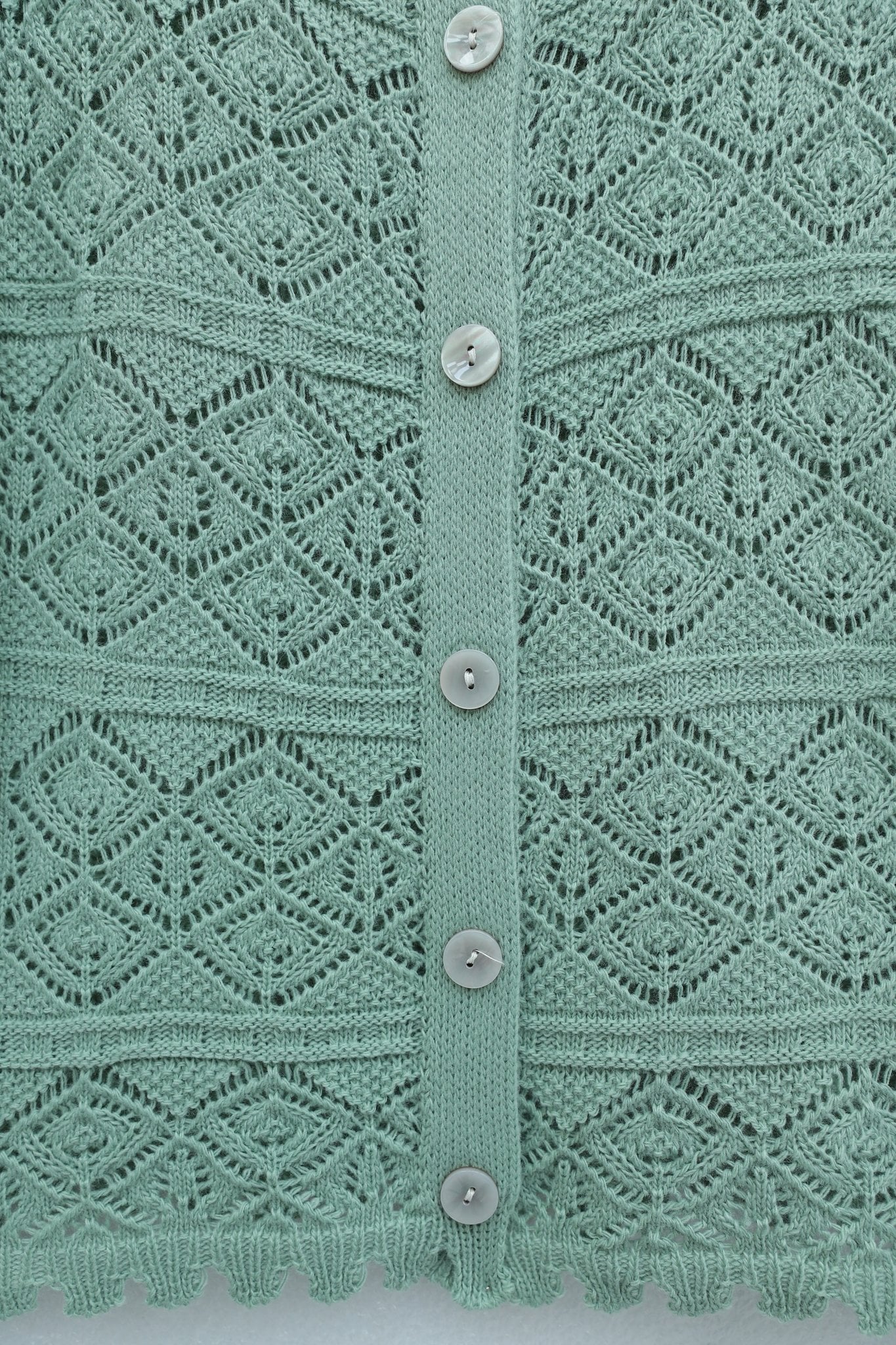 Buttoned Patterned Openwork Knit Cardigan - Mint - Podyumplus - by Peralane - photo 6