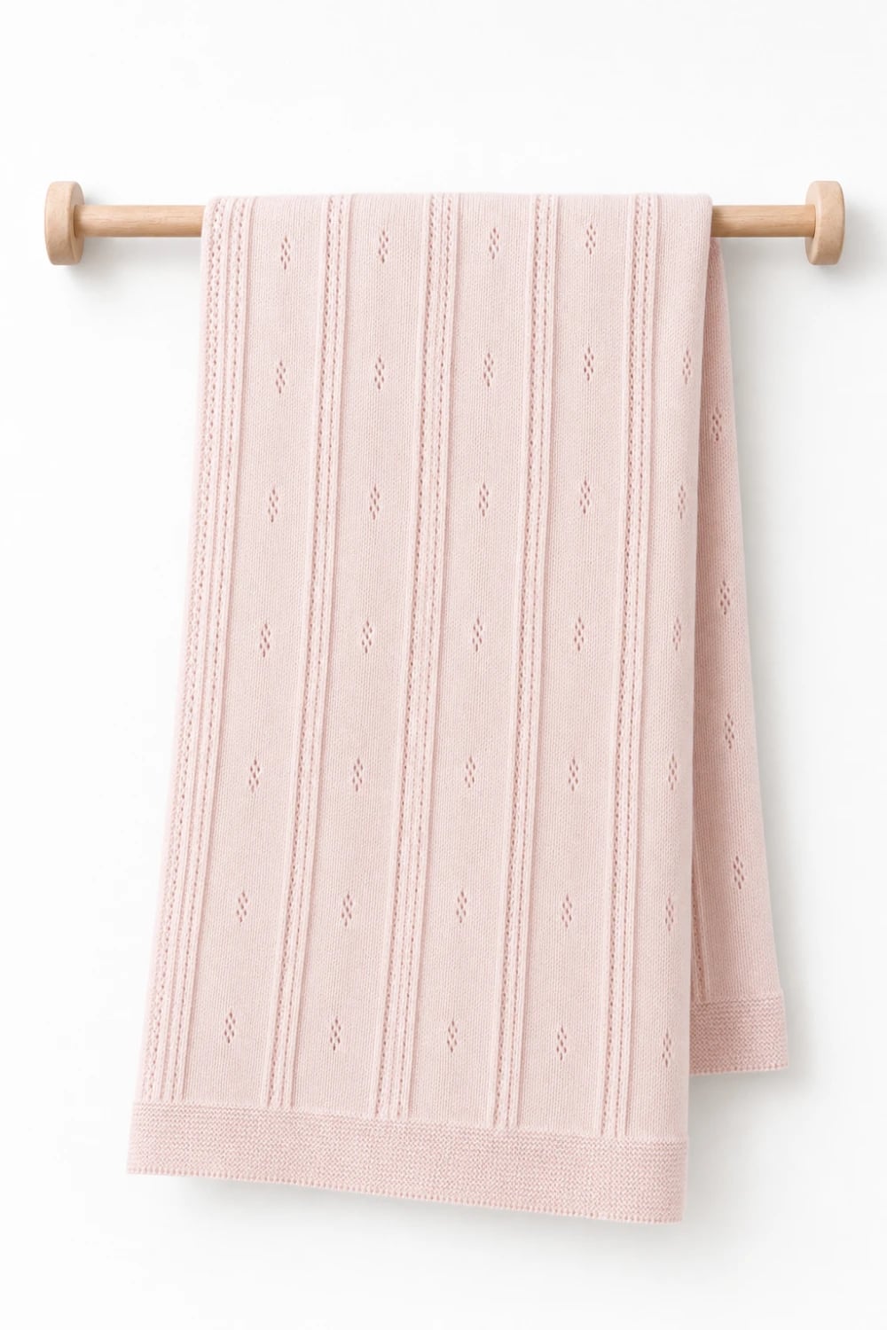 Baby Knit Blanket in Soft Pink – Cable Knit Texture - Babycosy - by Peralane