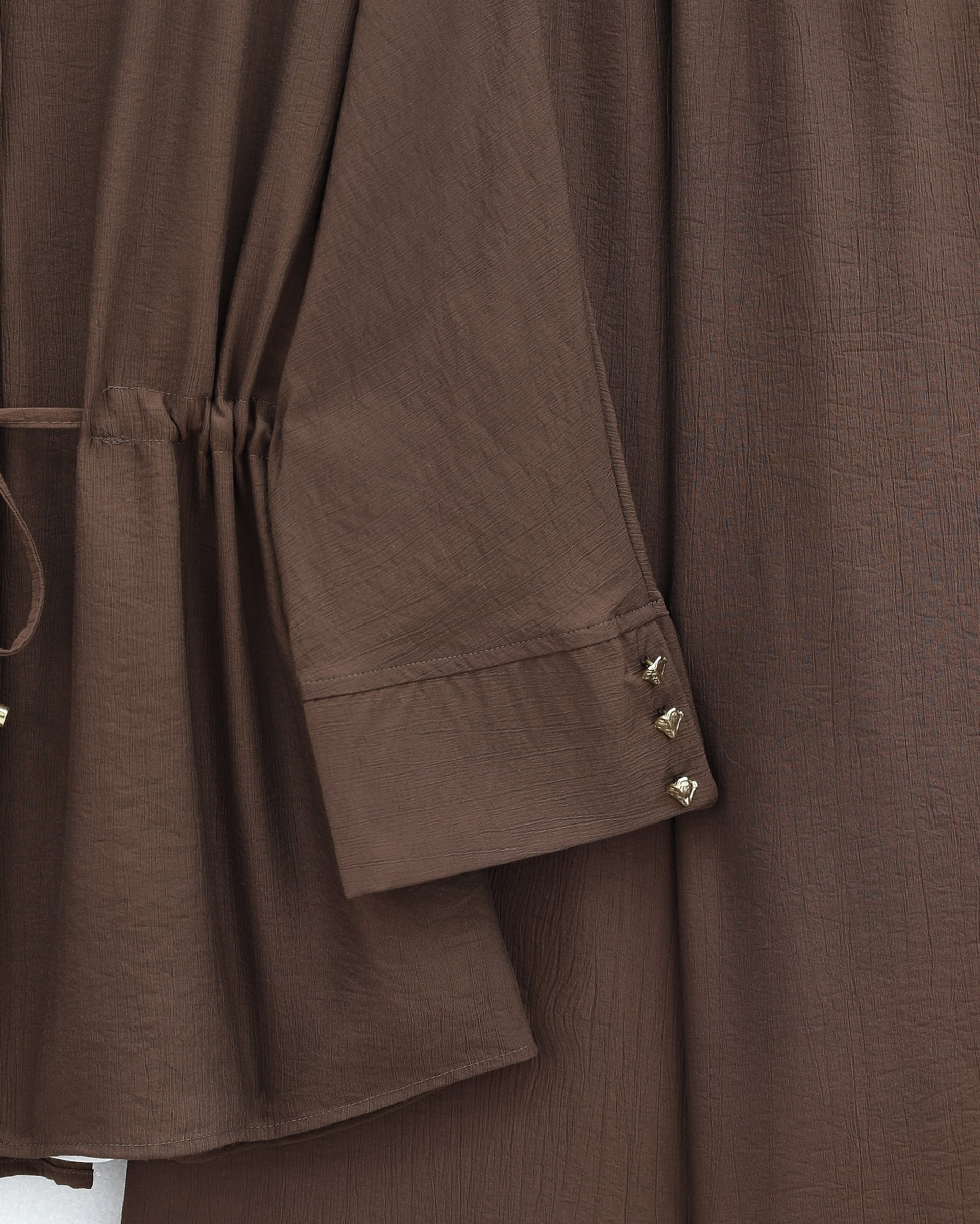 Cotton Crinkle Two-Piece Set with Tunnel Drawstring Waist Trousers - Brown - Podyumplus - by Peralane - photo 6