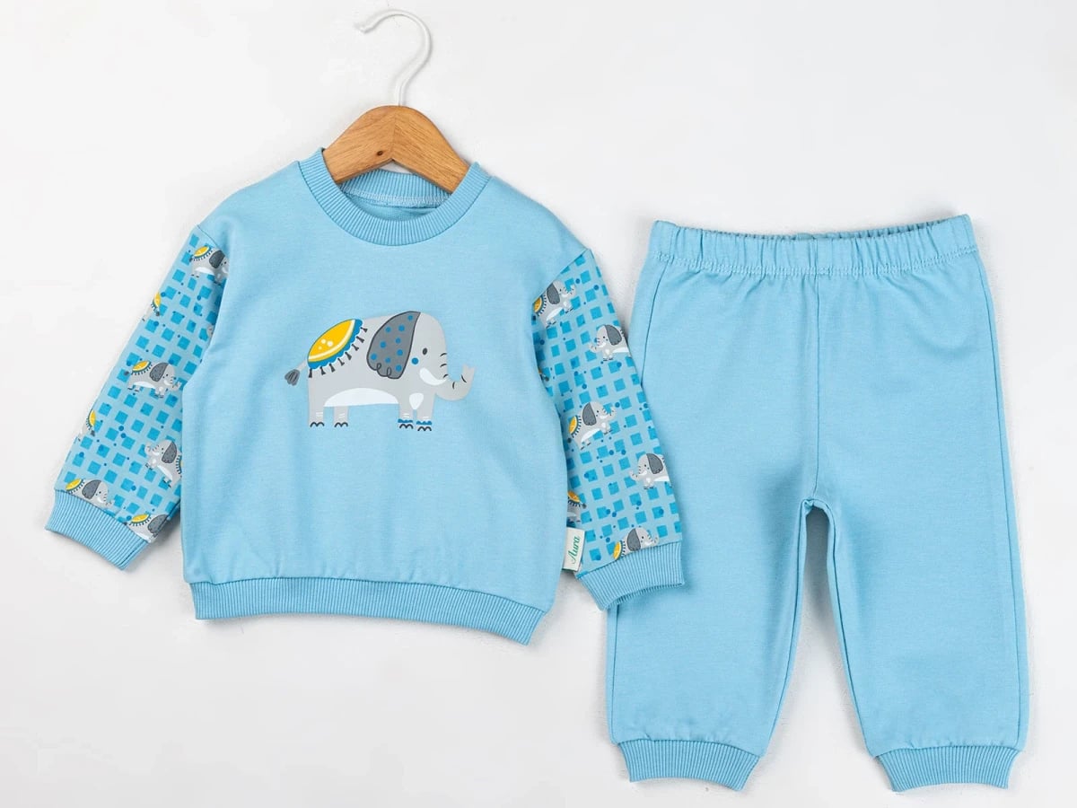 Boys' Elephant Print Sweatshirt and Trousers Set (3-Pack, 6-12-18 Months) - Comix - by Peralane