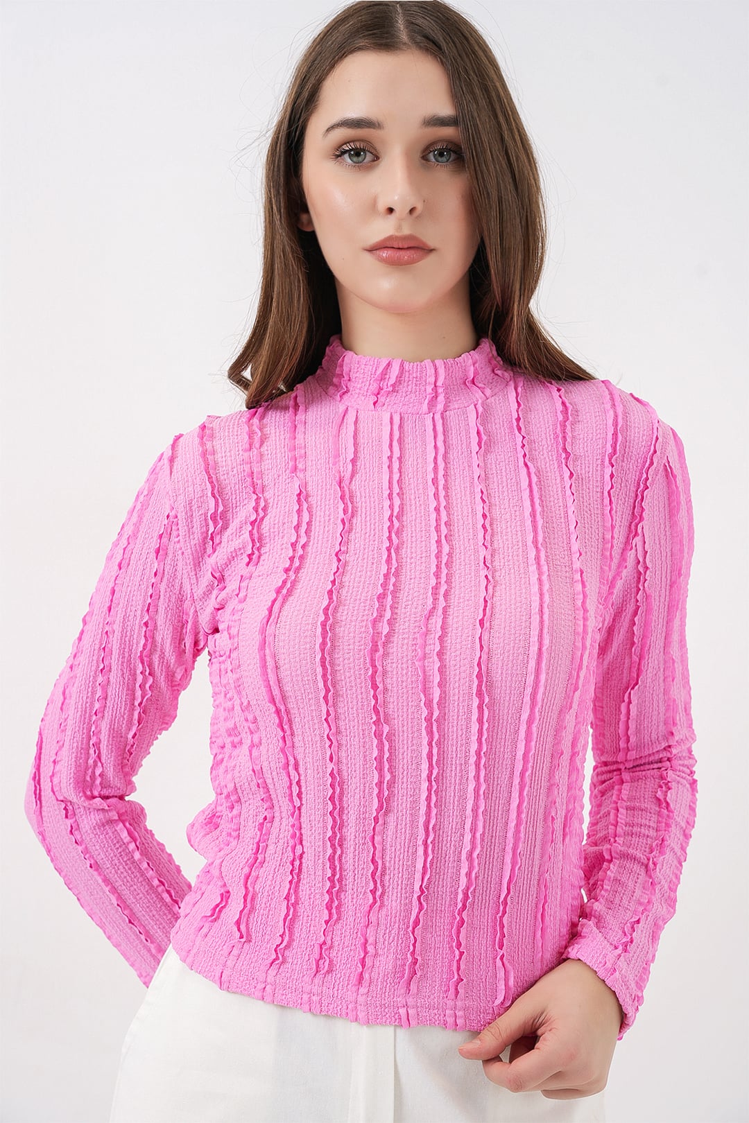 Women's Textured Stretch Knit Blouse 975 - Pink - Bigdart - by Peralane - photo 2