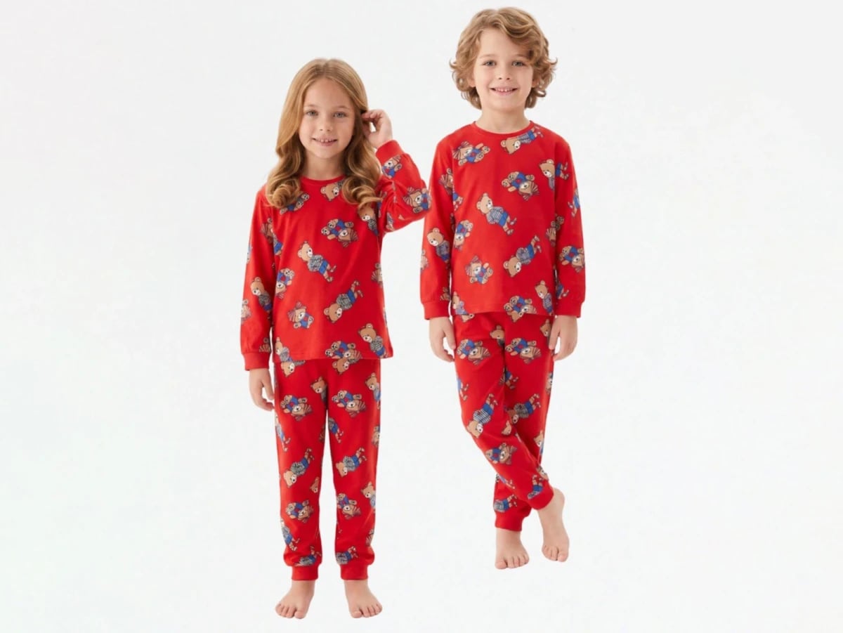 Teddy Bear Print Unisex Cotton Pyjama Set - Isobel - by Peralane