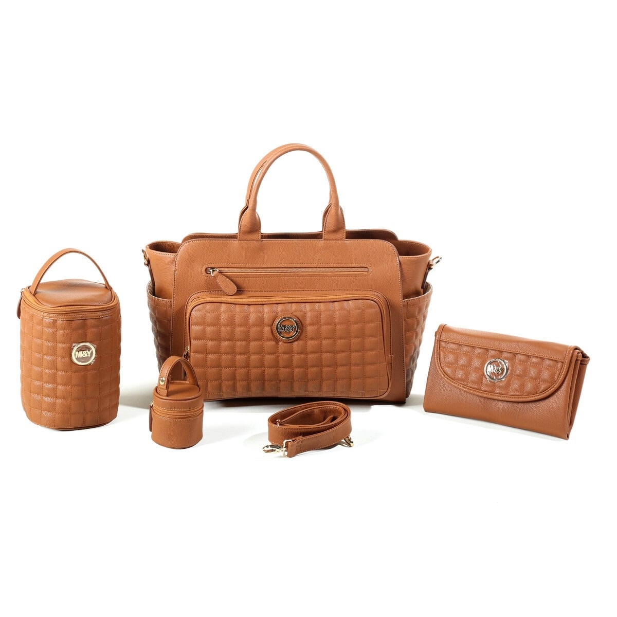 Quilted Diaper Bag Set - Tan - My Collection - by Peralane