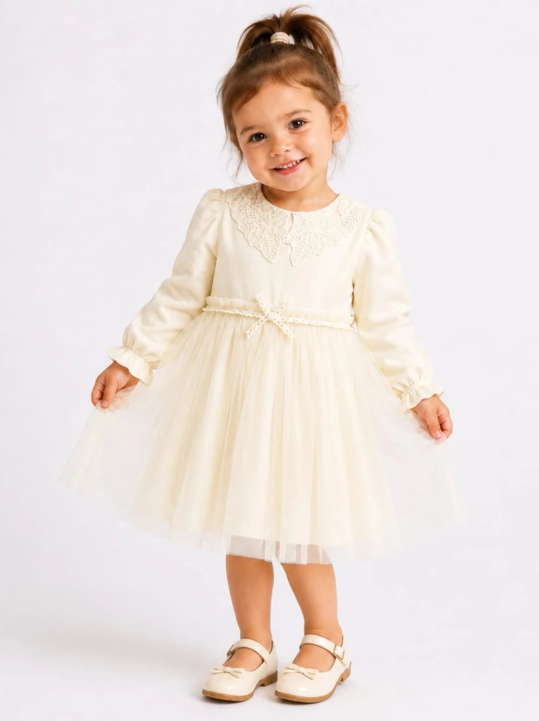 Tulle Dress with Broderie Collar - 1045 - Serkon Baby - by Peralane