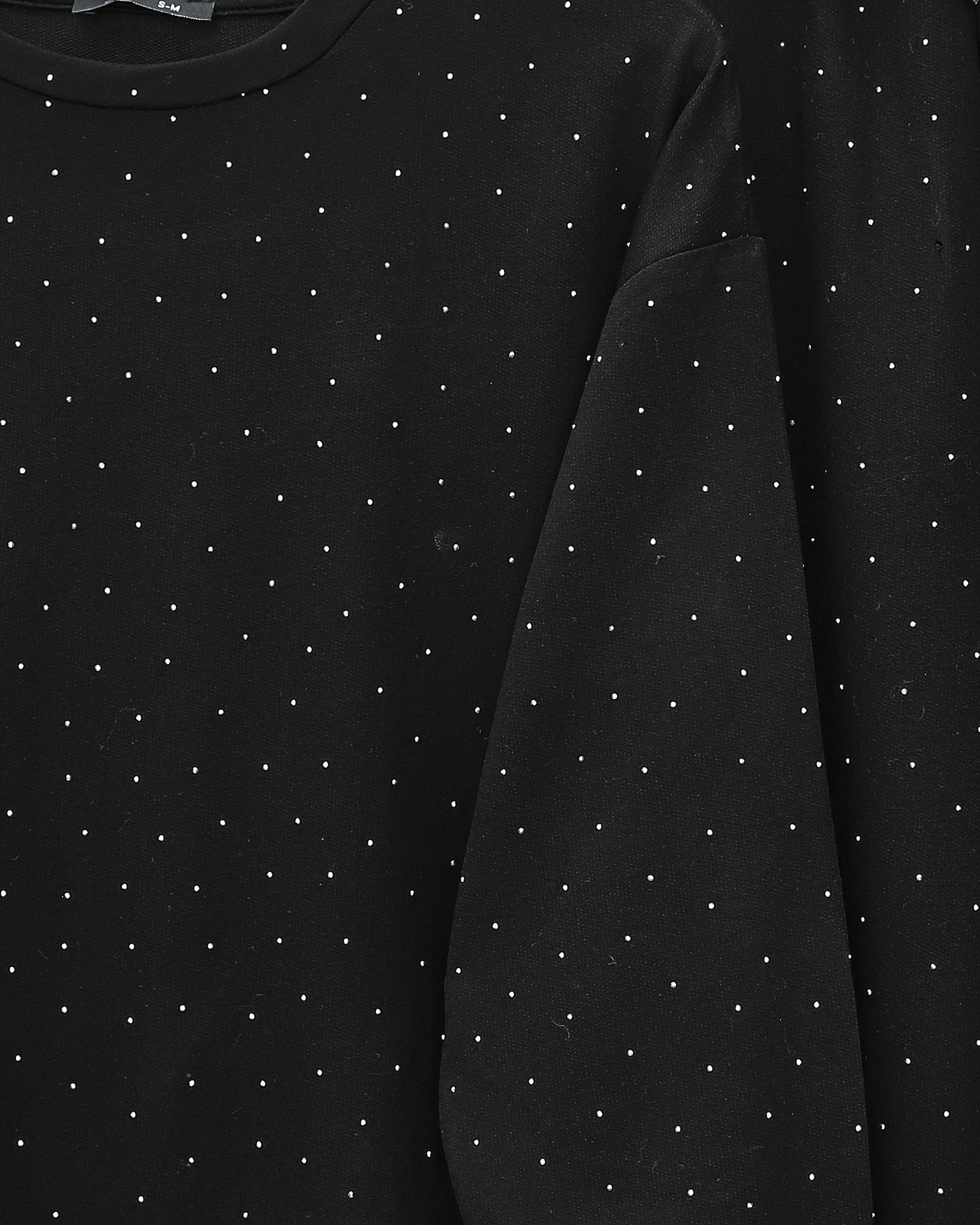 Women's Polka Dot Print Loungewear Set with Stone Details - Black - Podyumplus - by Peralane - photo 4