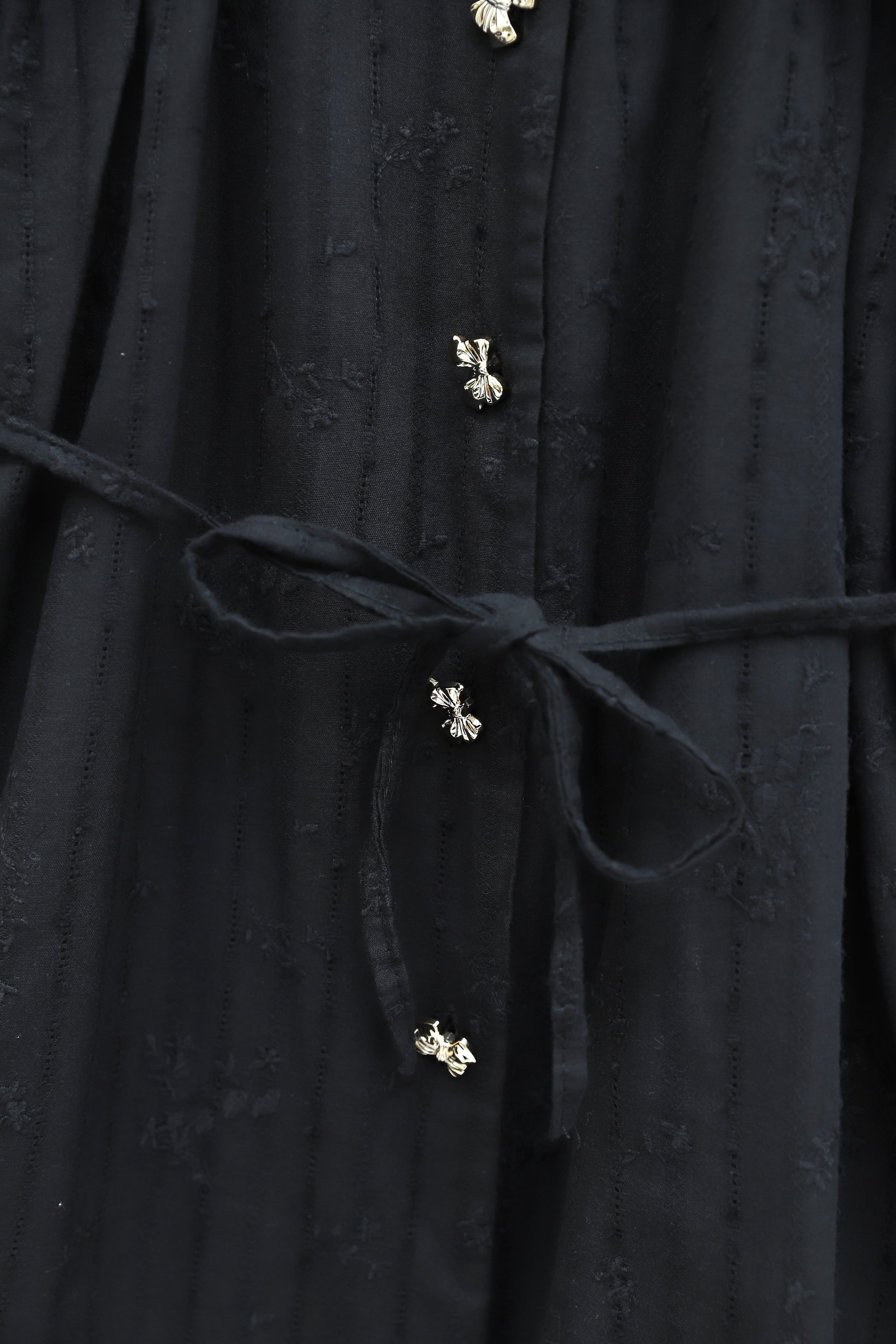 Black Baby Collar Lace-Up Buttoned Skirted Lined Linen Look Set for Women - Podyumplus - by Peralane - photo 7