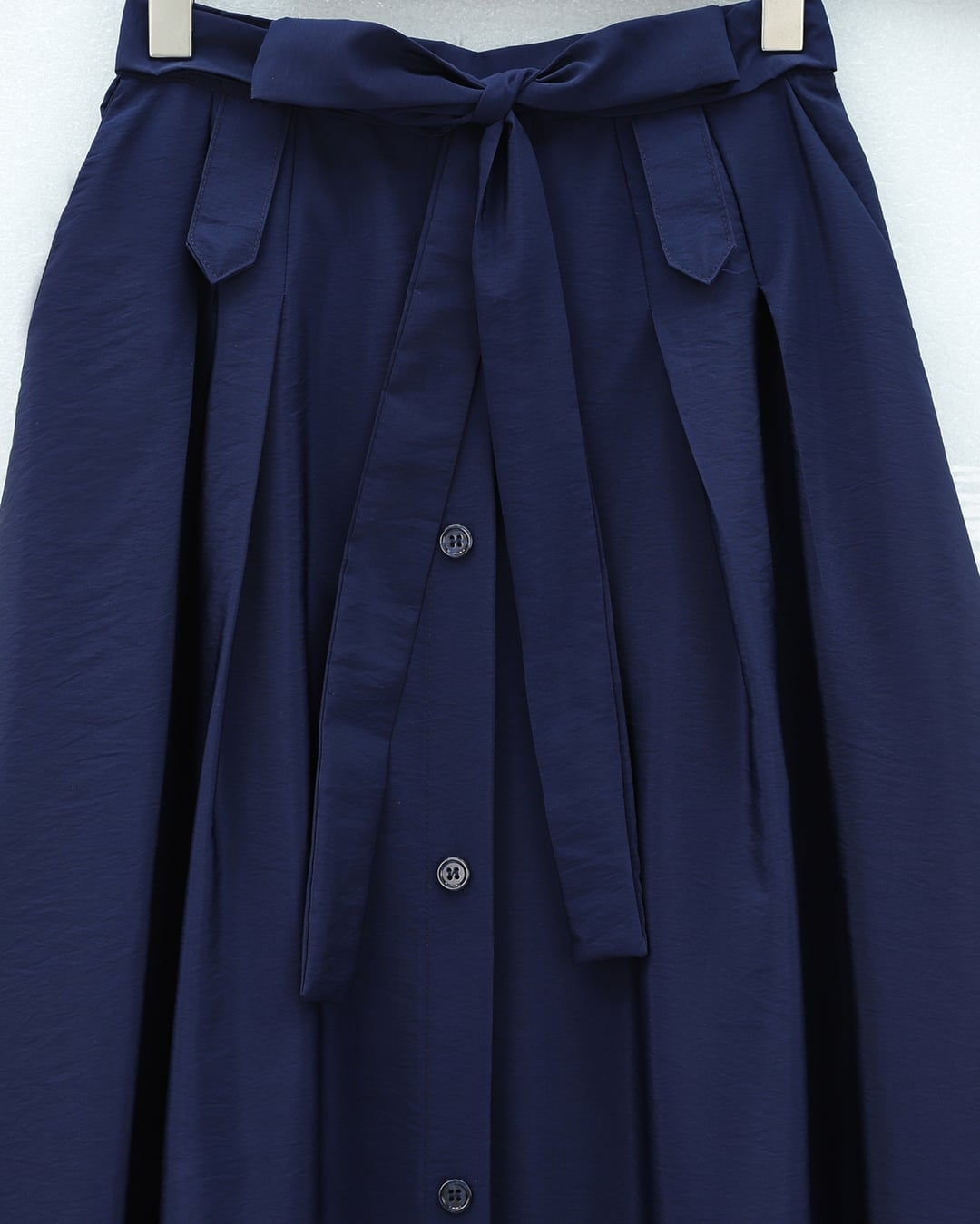 Navy Blue Front-Button Lace-Up Parachute Skirt - Podyumplus - by Peralane - photo 4