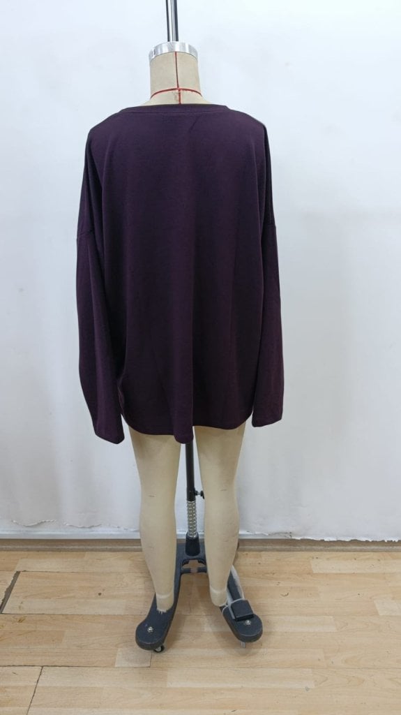 Women's Long Sleeve V-Neck Viscose Two-Thread Plum Blouse - Janes - by Peralane - photo 6