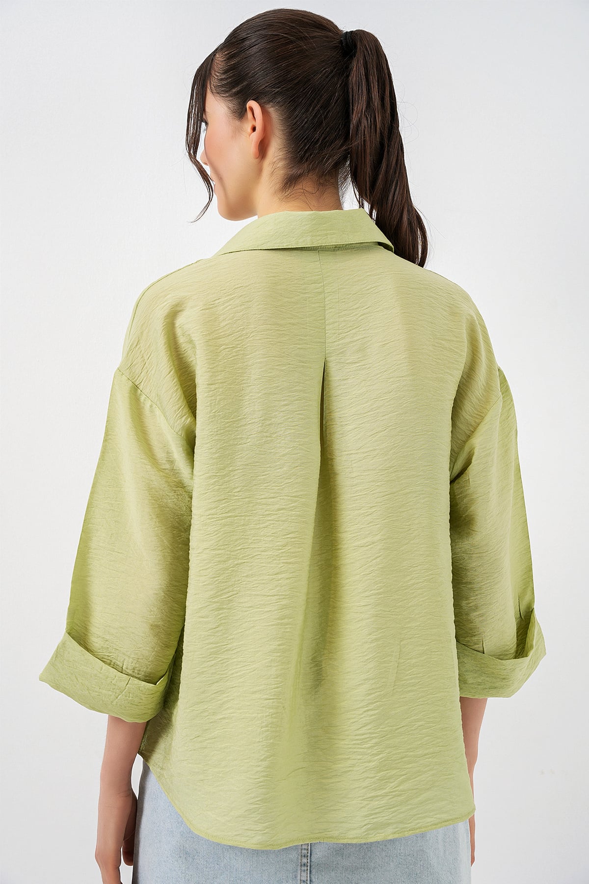Women's Oversize Short-Sleeve Shirt Light Green 20315 - Bigdart - by Peralane - photo 4