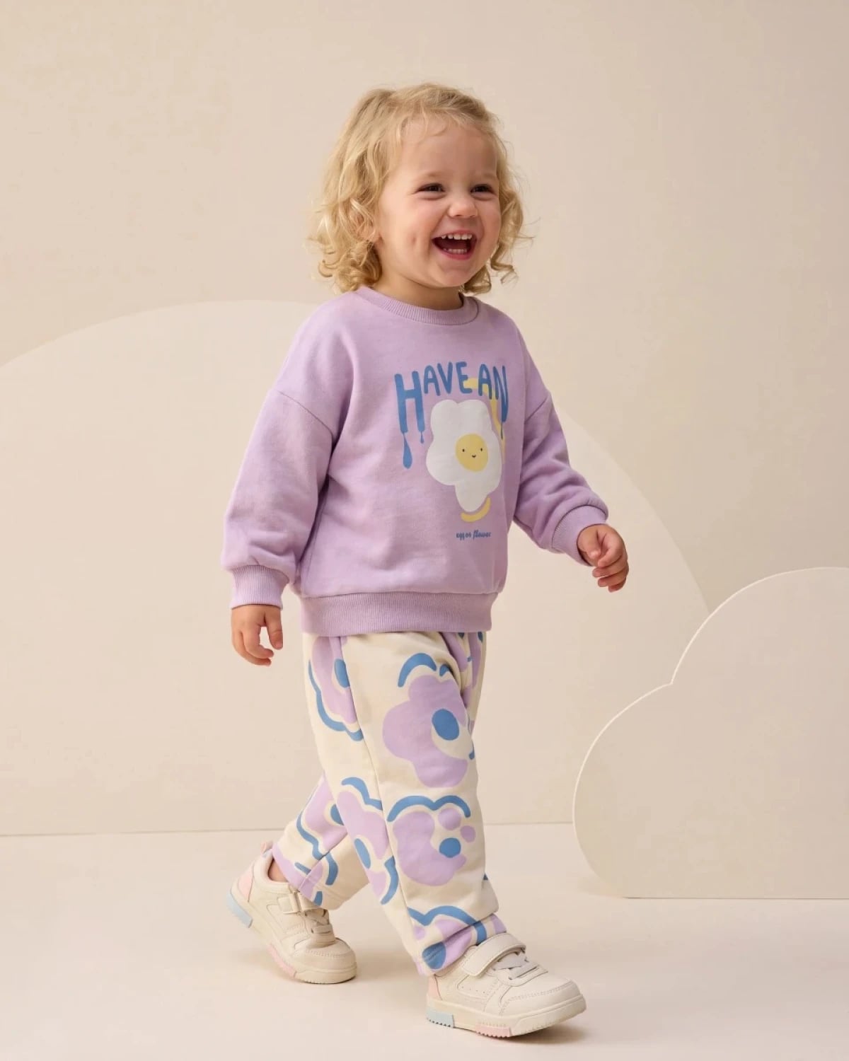 Girls' Two-Piece Sweatshirt and Trousers Set - Lilac - Interkidsy - by Peralane