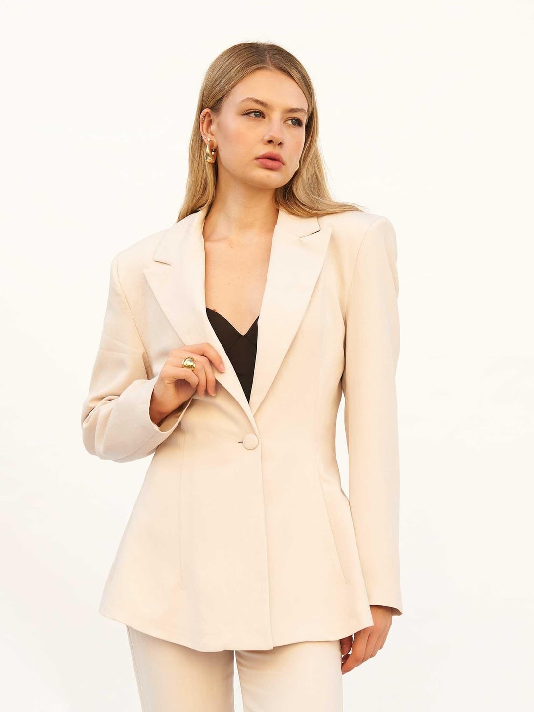 Beige Striped Blazer and Trousers Suit Set - Lefon - by Peralane - photo 9