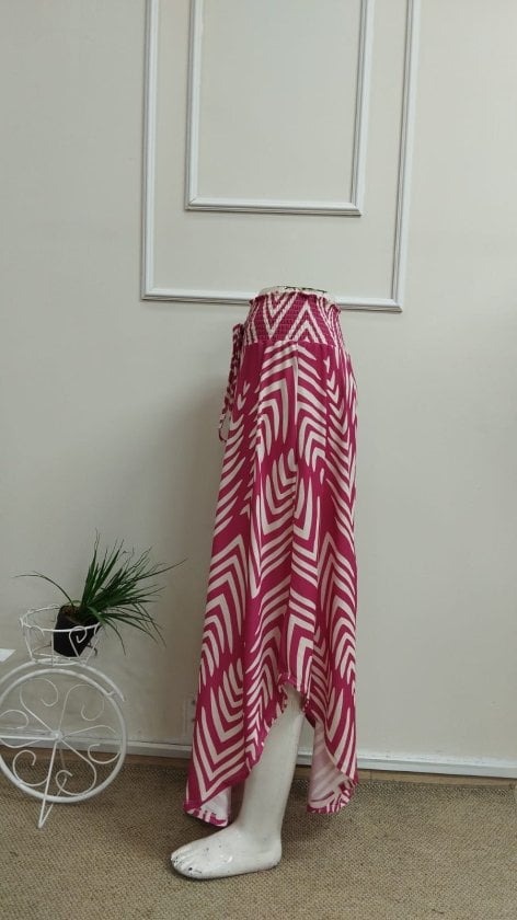 Women's High-Waist Smocked Drawstring Maxi Skirt with Zigzag Print - Janes - by Peralane - photo 5