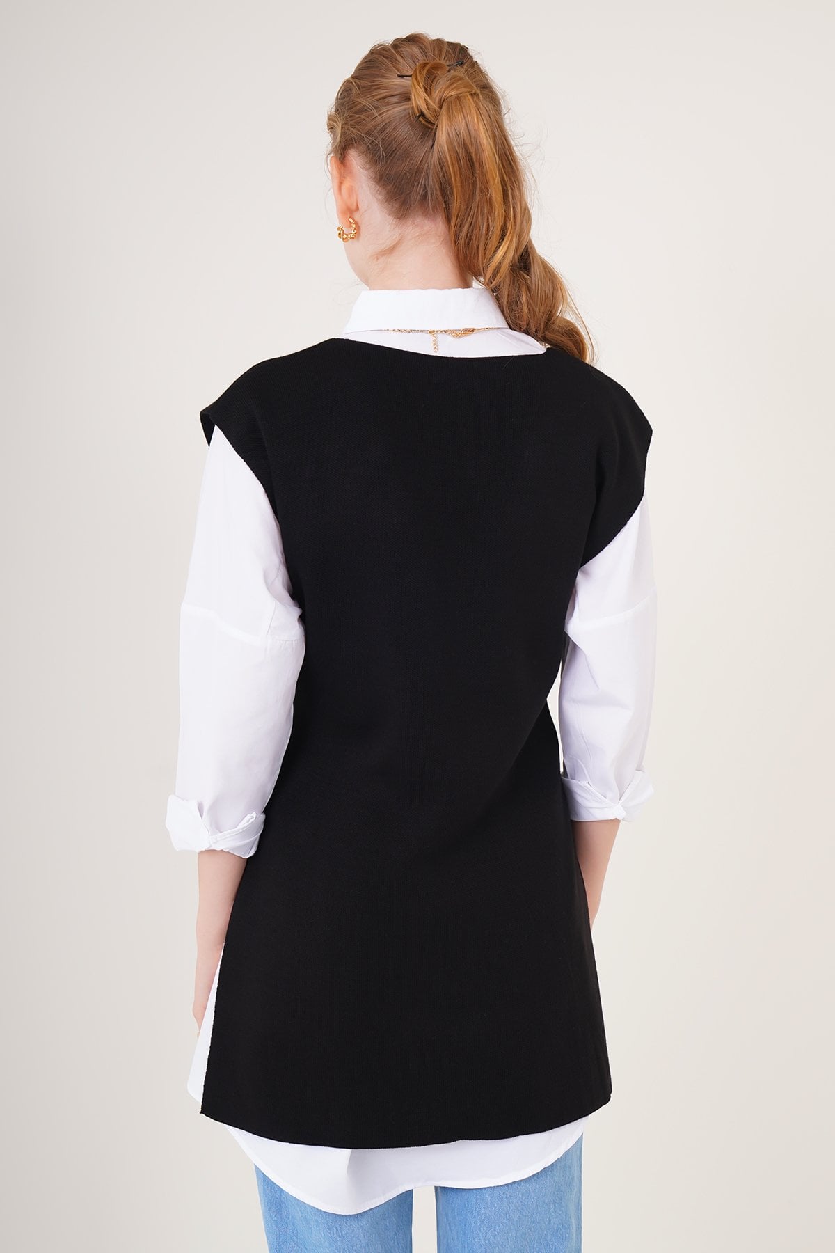 Black Knit Vest with Self-Tie Belt - Bigdart - by Peralane - photo 4