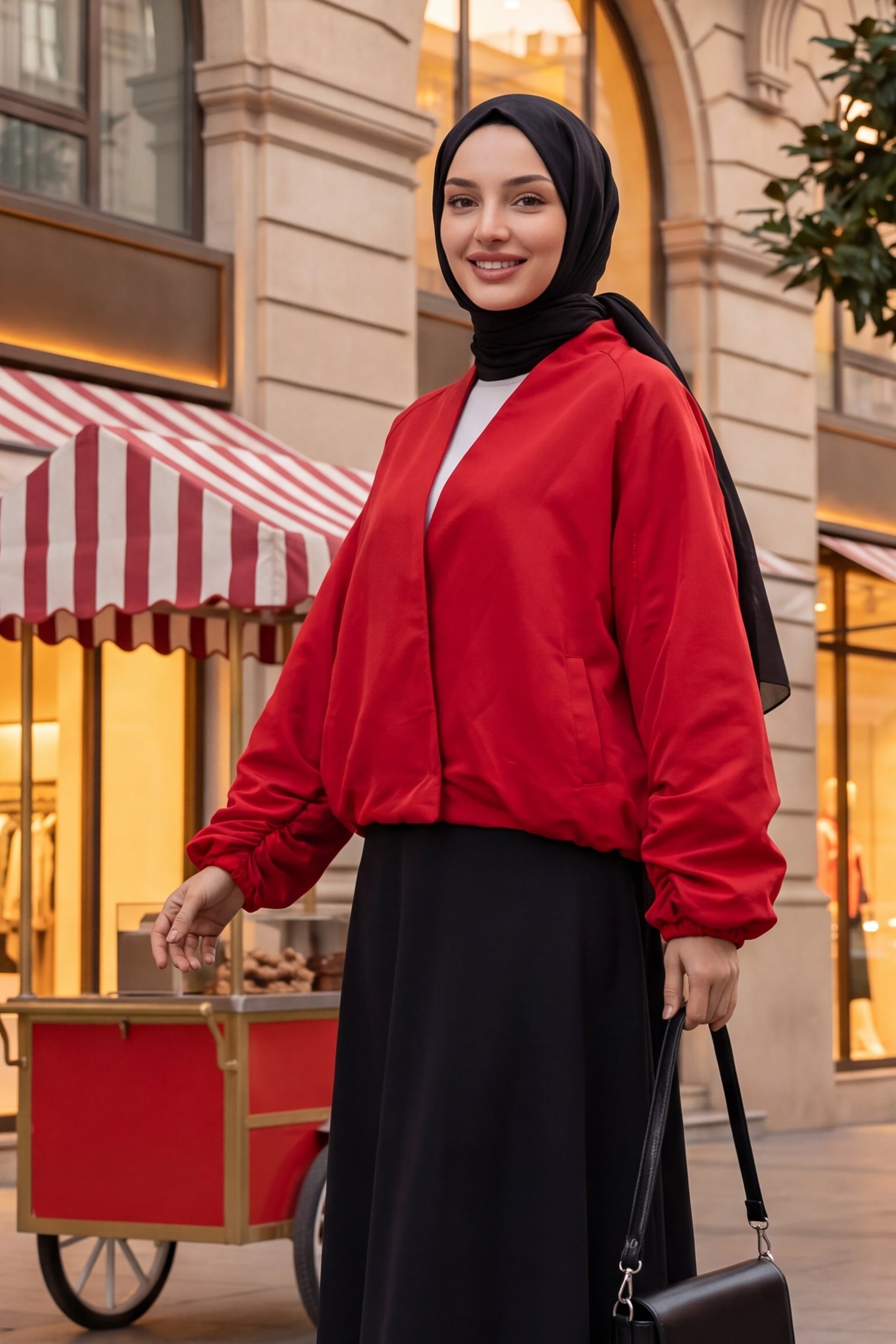 Red Lined Parachute Jacket with Elastic Cuffs and Waist - Podyumplus - by Peralane - photo 4
