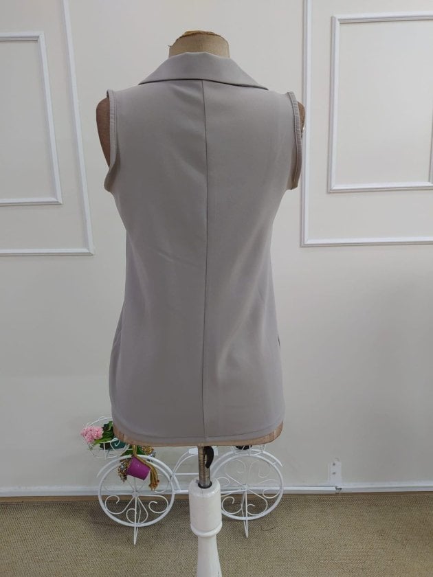 Women's Sleeveless Single-Button Blazer with Lapel Collar - Janes - by Peralane - photo 6
