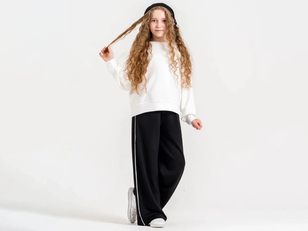 Girls' Printed Scarf Tracksuit Set - Black - ÖZ Bebe - by Peralane