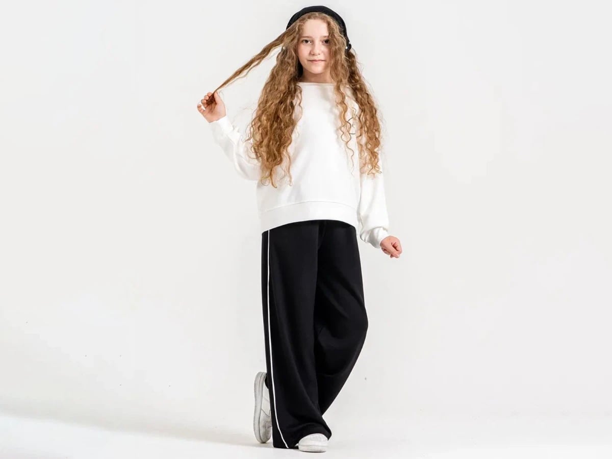 Girls' Printed Scarf Tracksuit Set - Black - ÖZ Bebe - by Peralane