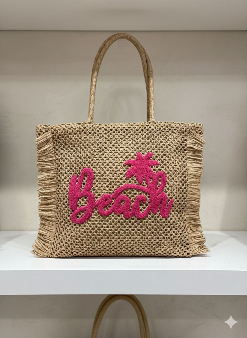 Straw Tote Bag with Beach Print - 47x44 cm - Nesvay - by Peralane - photo 2