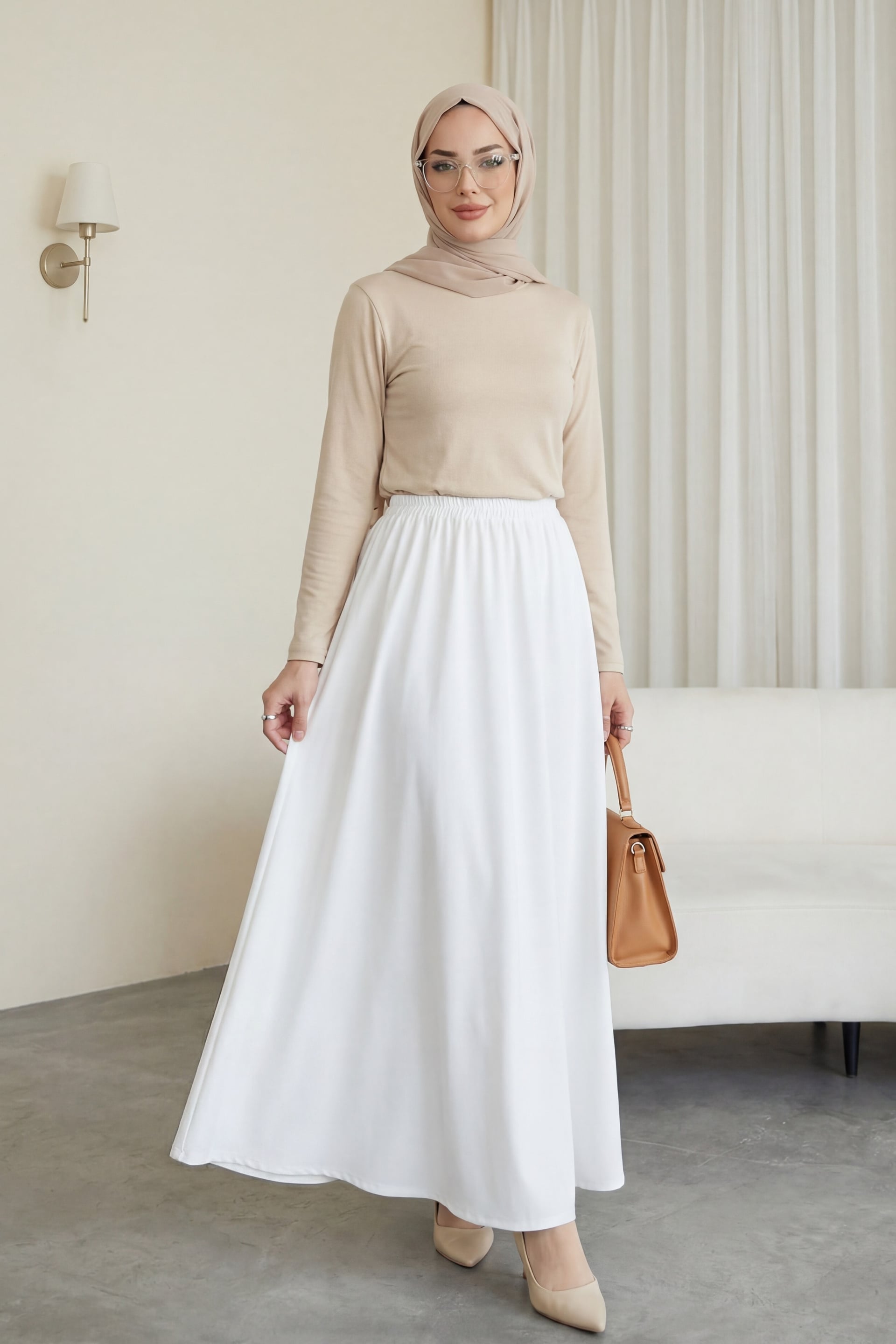 Mid-Length Petticoat Lining Skirt - White - Podyumplus - by Peralane - photo 3