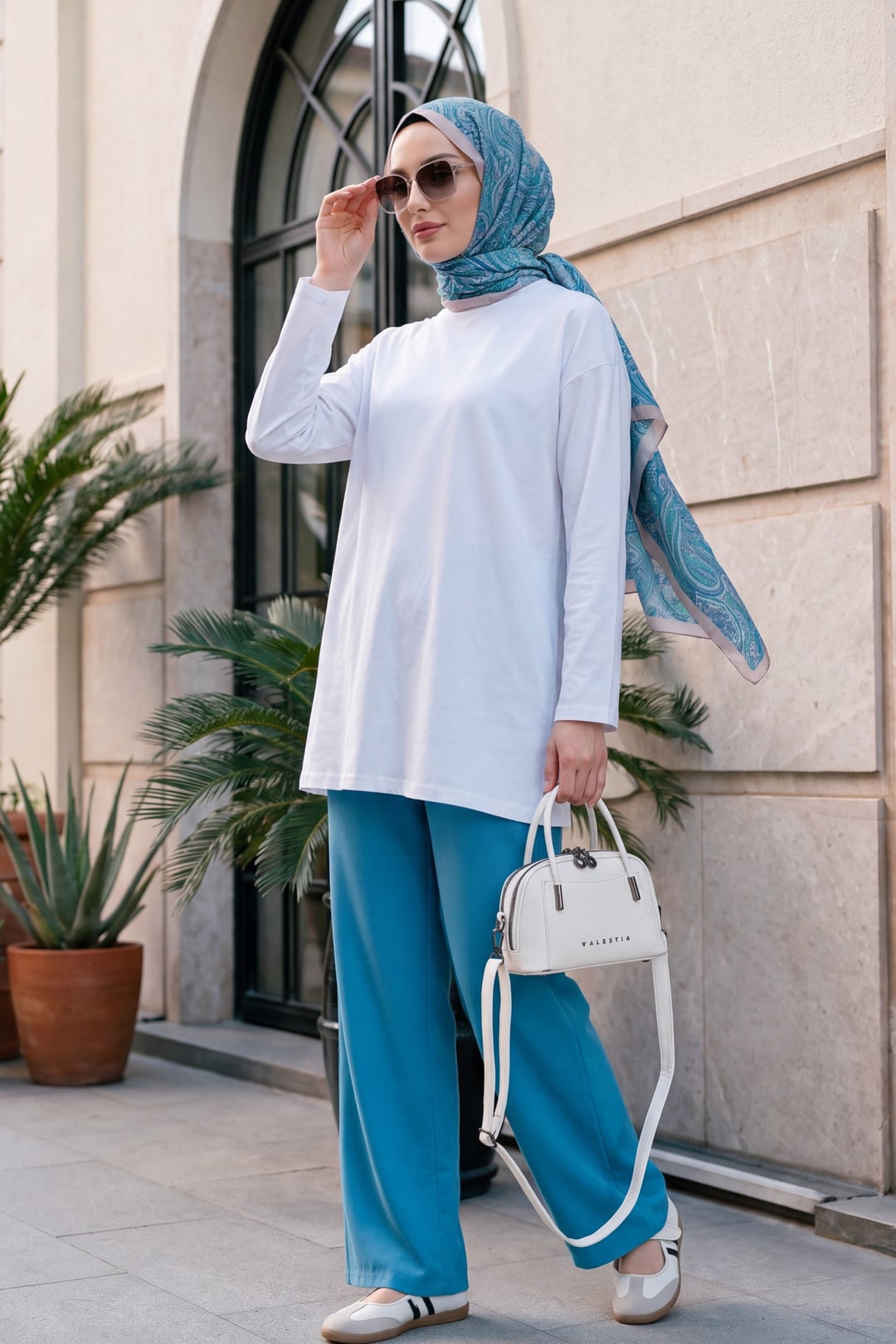 Drawstring Wide Leg Trousers - Blue - Podyumplus - by Peralane - photo 3