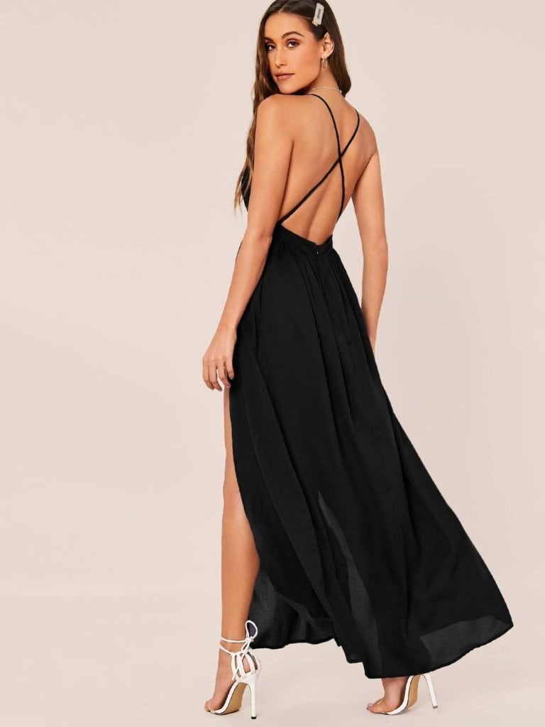 Women's Sleeveless V-Neck Crepe Maxi Dress with Side Slit - Janes - by Peralane - photo 4