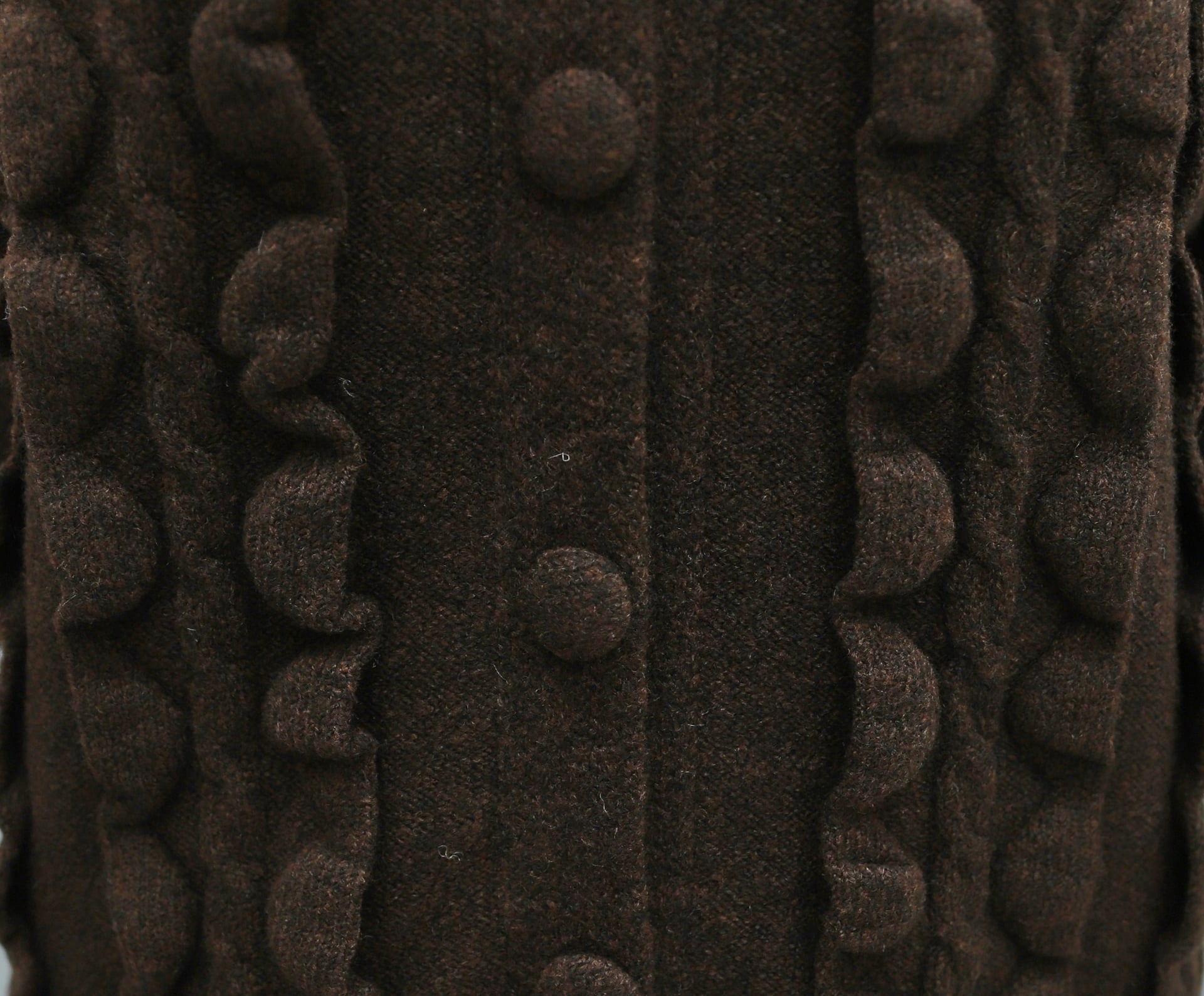 Cable Knit Ruffled Buttoned Cardigan - Brown - Podyumplus - by Peralane - photo 5