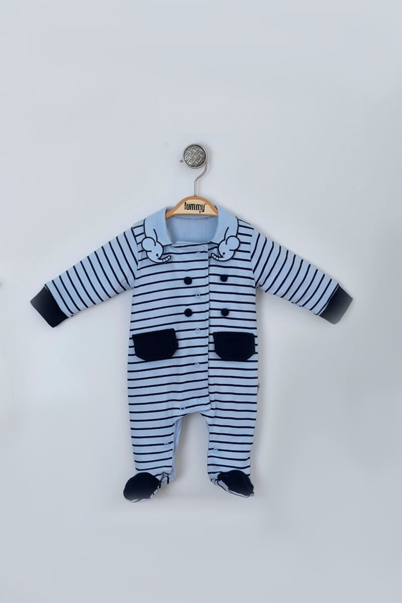 Baby Striped Footie Romper 0-9M Pack of 3 - Lummy Baby - by Peralane
