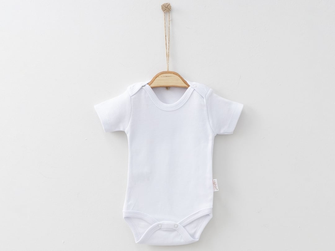 Plain Short-Sleeve Unisex Snap Bodysuit - White (Pack of 4) - Nayinom - by Peralane