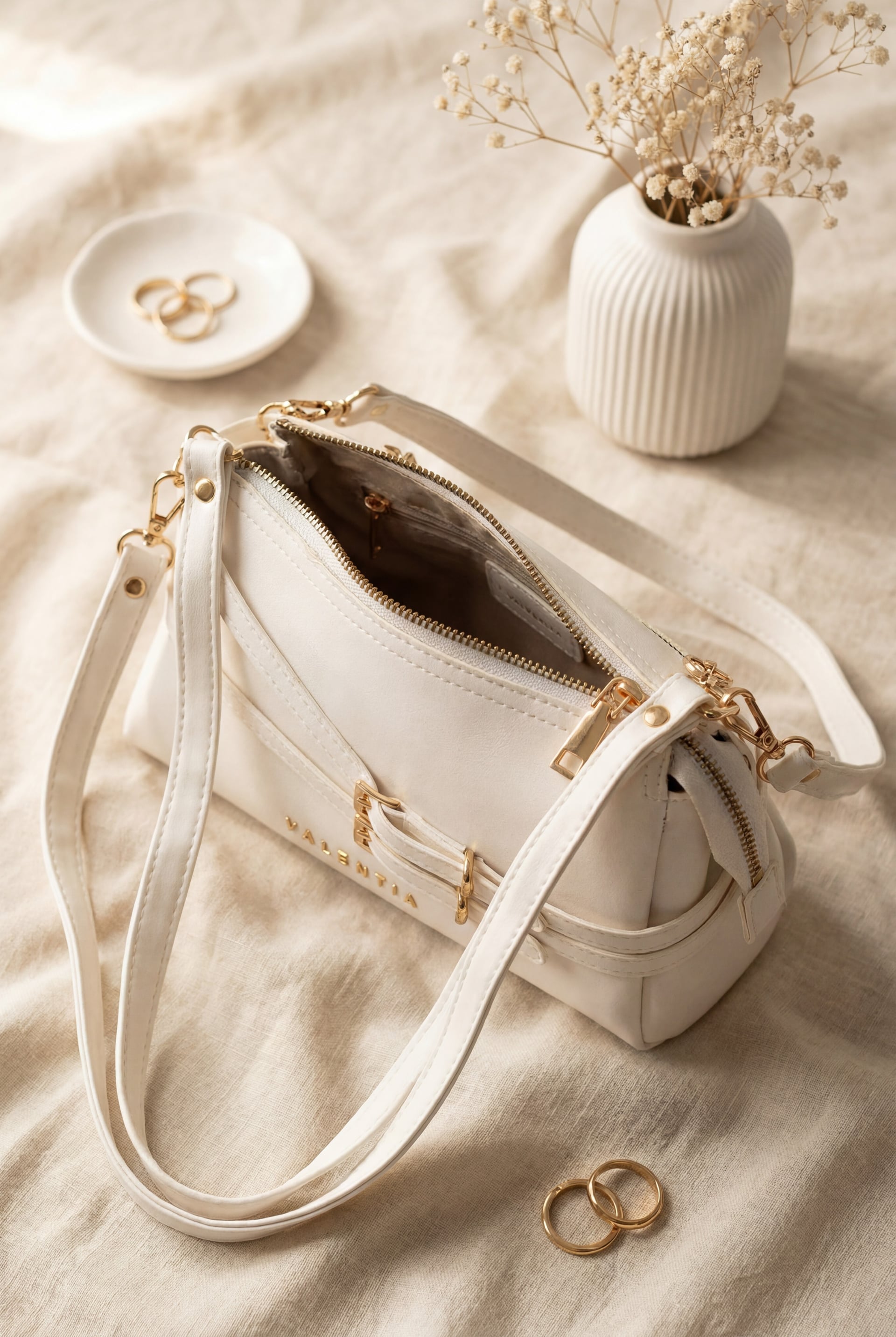 Belt Detail Long Strap Women's Handbag - White - Podyumplus - by Peralane - photo 2