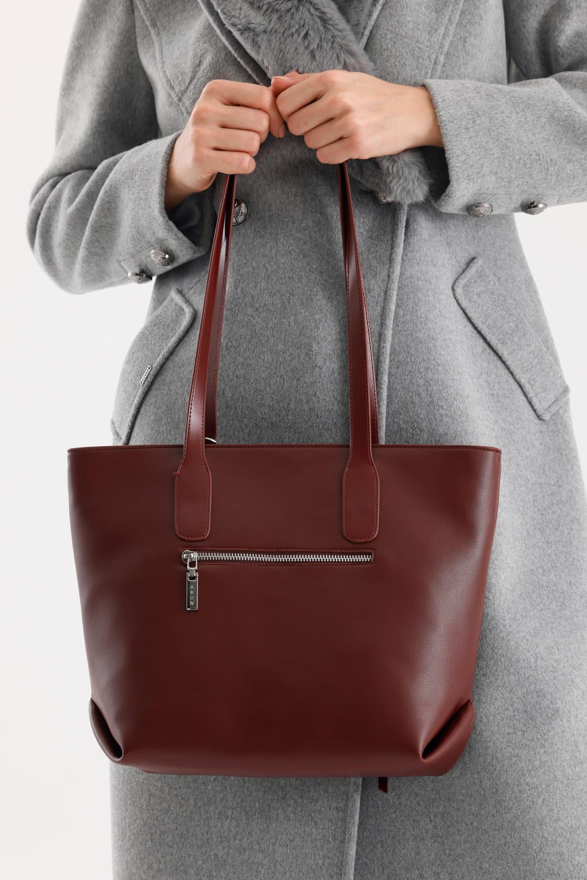 Veronika Burgundy Soft Faux Leather Women's Shoulder Bag - Aron Atelier - by Peralane - photo 5