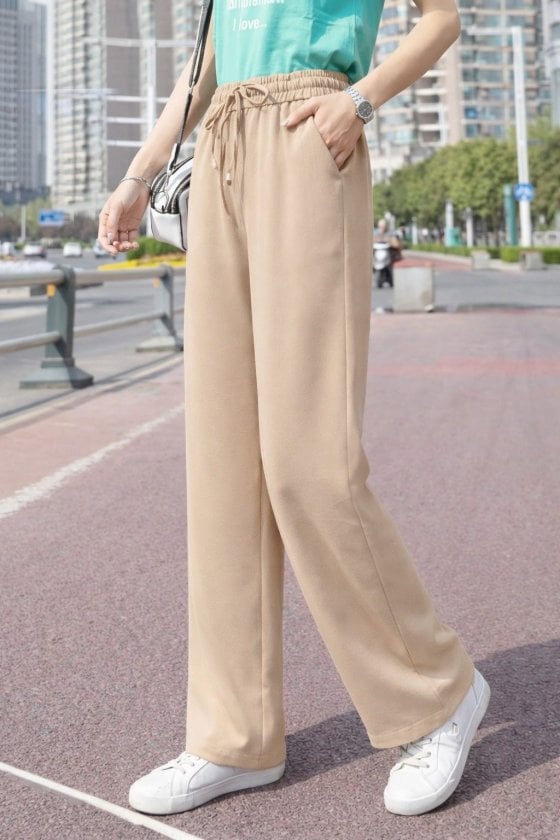 Women's High-Waist Elasticated Drawstring Wide-Leg Trousers - Janes - by Peralane - photo 3