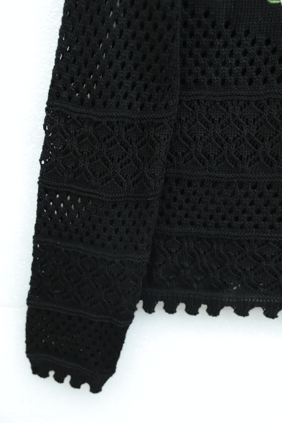 Black Floral Embroidered Openwork Knit Sweater - Podyumplus - by Peralane - photo 6