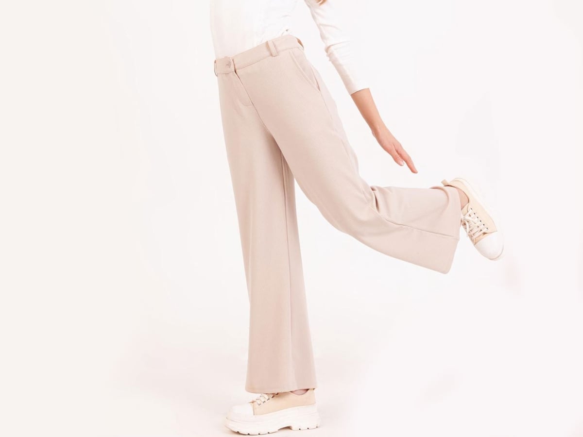 Wide-Leg Woven Girl's Trousers with Belt Loops and Buckle Detail (Pack of 4) - Nickel - by Peralane