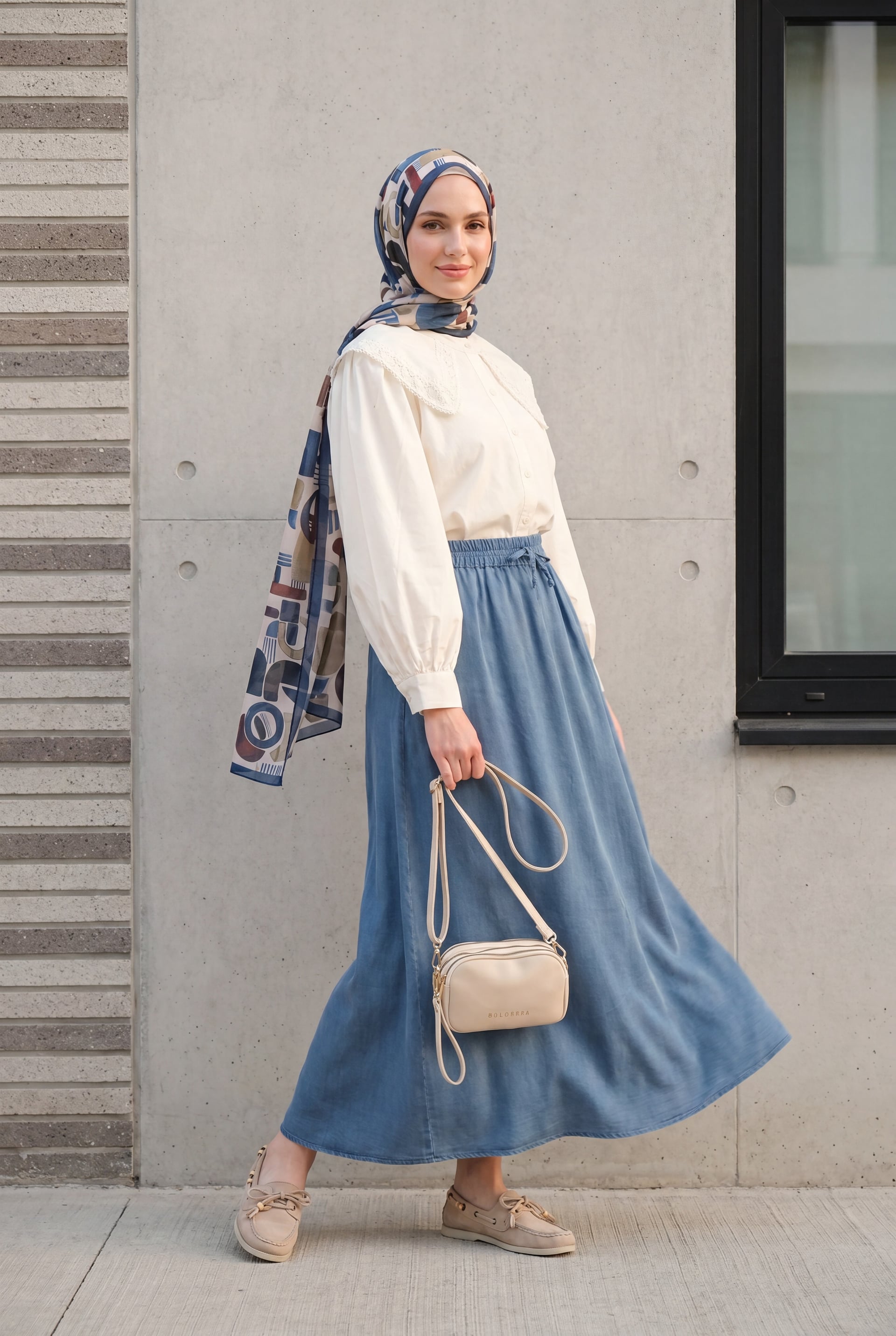 Elastic Waist Drawstring Pocket Tencel Skirt - Petrol - Podyumplus - by Peralane - photo 7