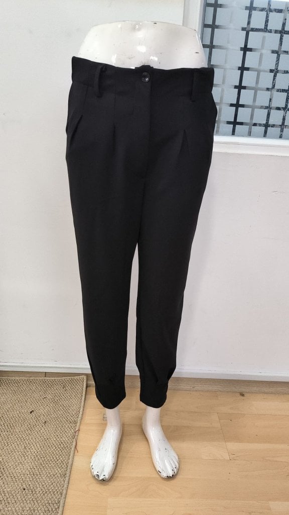 Women's High-Waist Pleated Hem Crepe Trousers with Pockets - Janes - by Peralane - photo 4