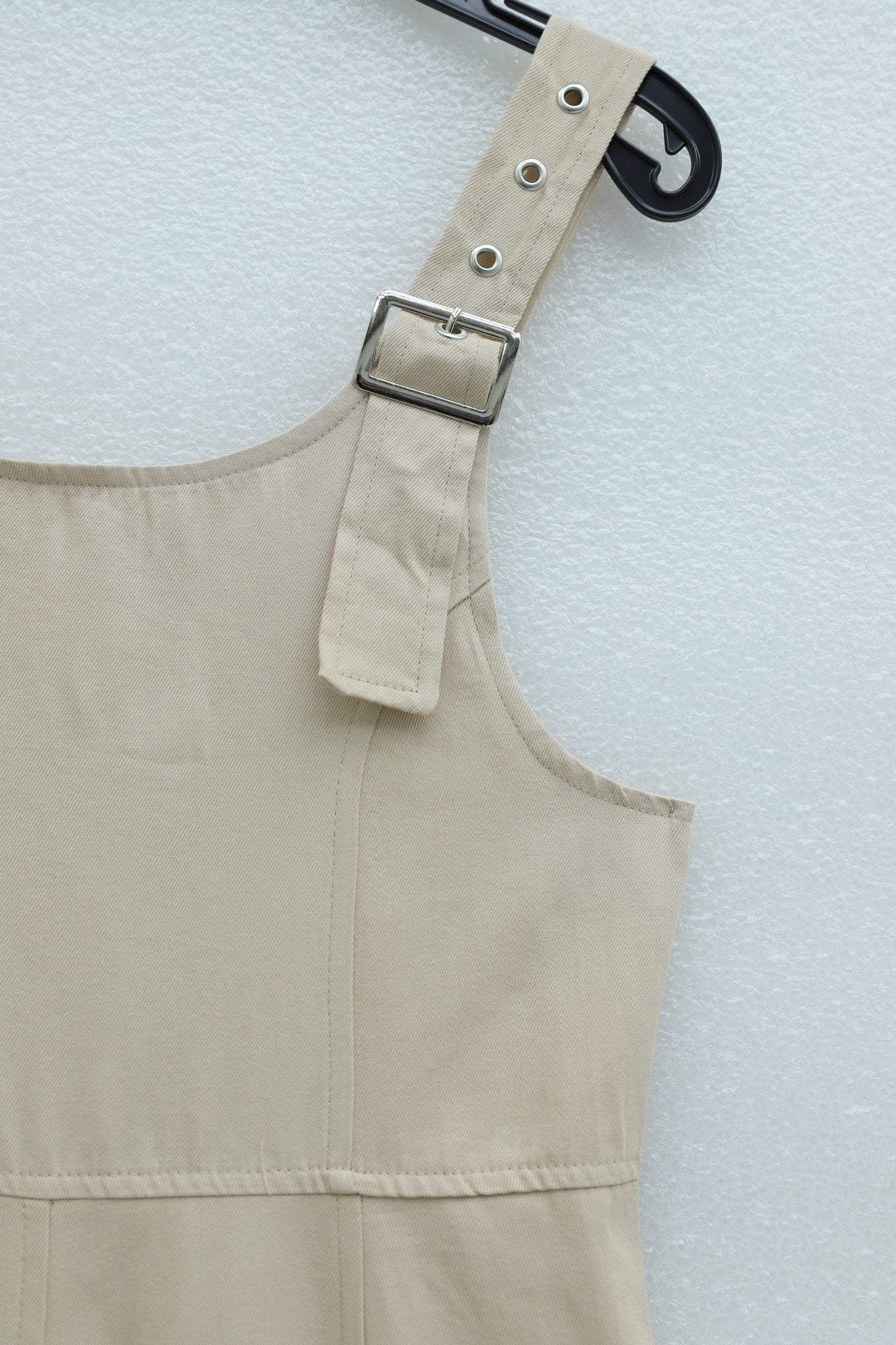 Half Zip Strap Gabardine Pinafore Dress - Beige - Podyumplus - by Peralane - photo 7