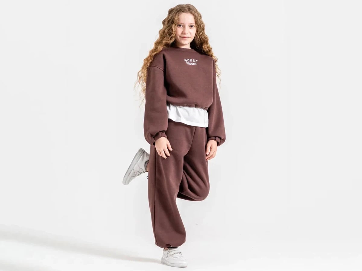 Worst Print 3-Thread Brushed Girl's Set (Sweatshirt and Trousers) - ÖZ Bebe - by Peralane