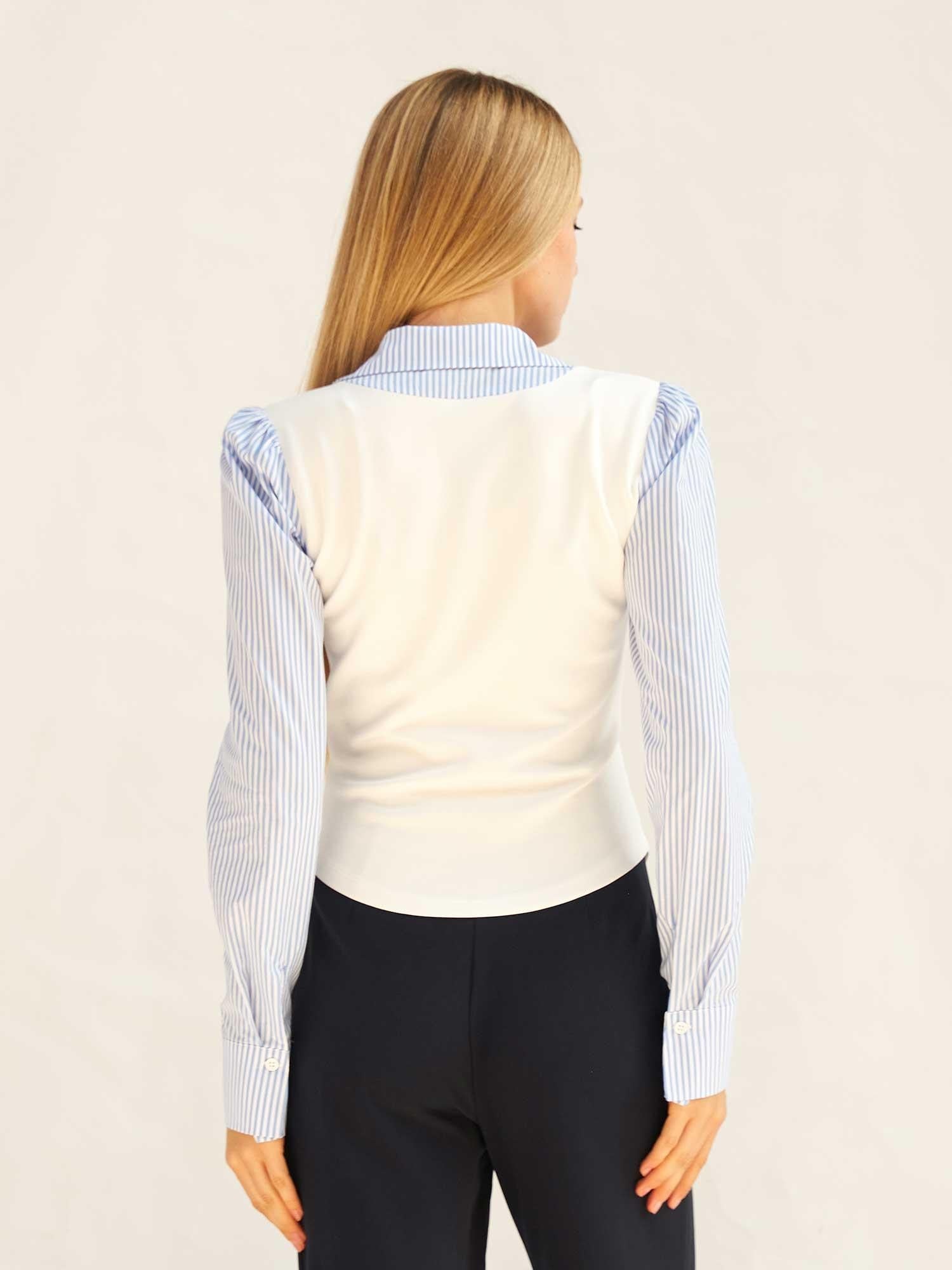 Women's Waistcoat-Look Striped Shirt Blouse Set - Lefon - by Peralane - photo 3
