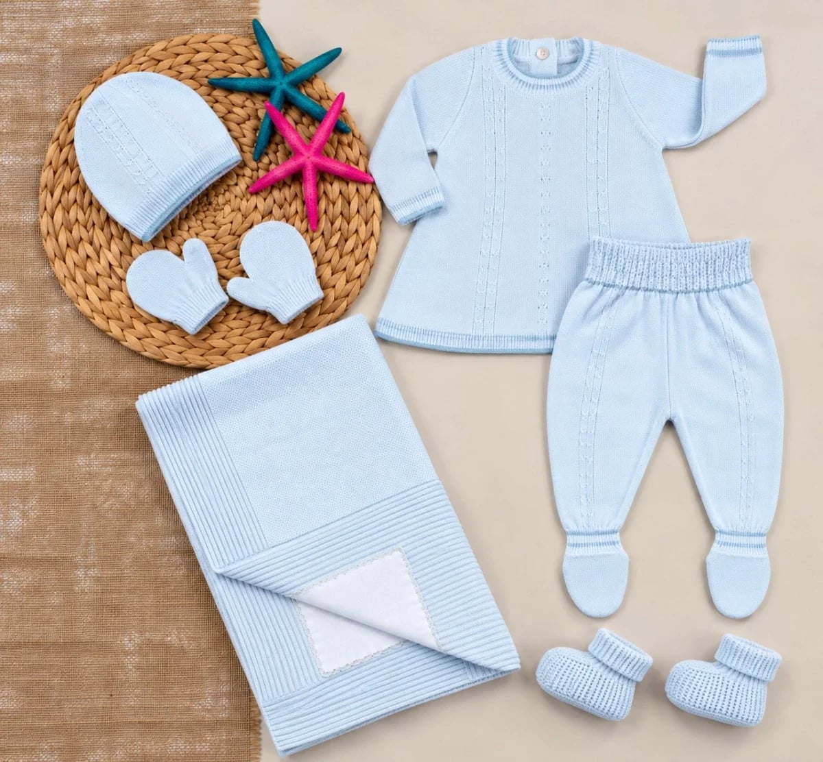 Newborn Knitwear 10-Piece Set in Light Blue - Has Bereket - by Peralane