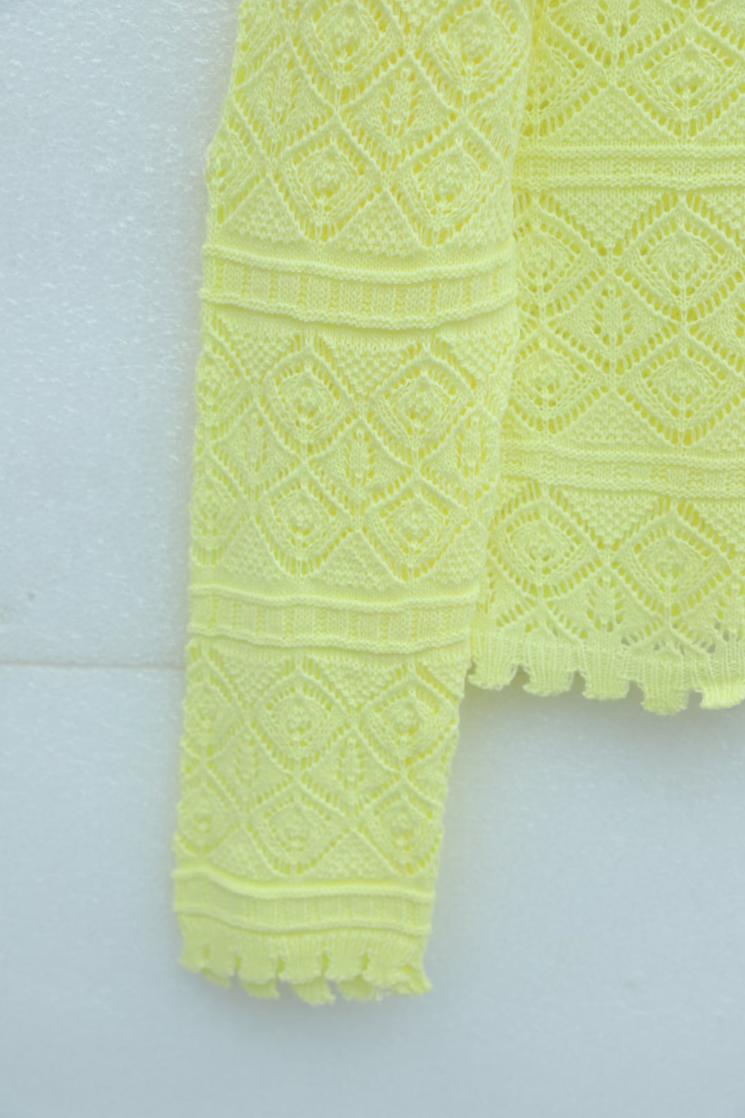 Buttoned Patterned Openwork Knit Cardigan - Yellow - Podyumplus - by Peralane - photo 4