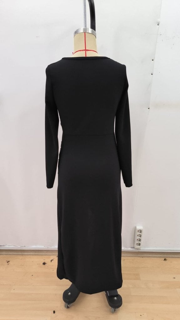 Women's Long-Sleeved Sweetheart Neckline Asymmetric Cut Imported Crepe Long Dress - Janes - by Peralane - photo 7