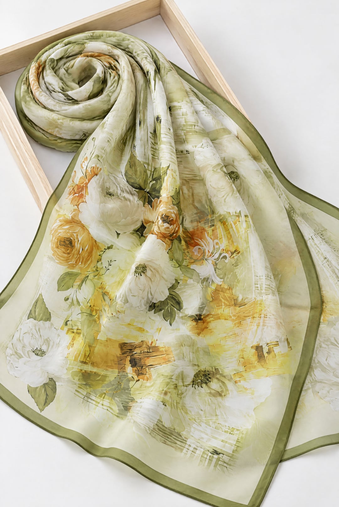 Peony Floral Soft Shawl - Khaki - Podyumplus - by Peralane