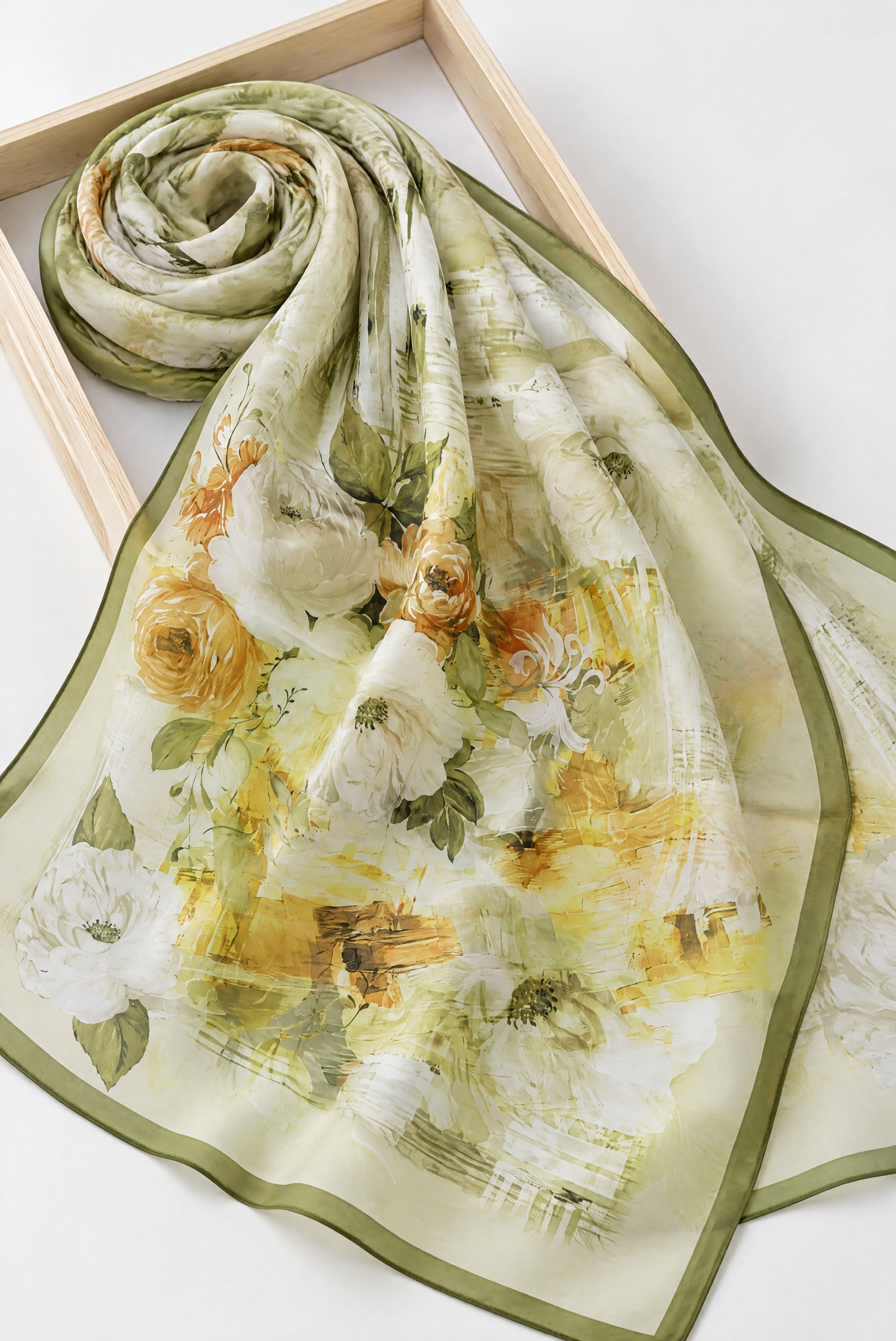 Peony Floral Soft Shawl - Khaki - Podyumplus - by Peralane