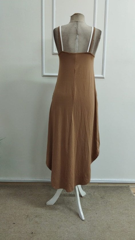 Women's Spaghetti Strap Round Neck Pocket Long Viscose Dress - Janes - by Peralane - photo 5