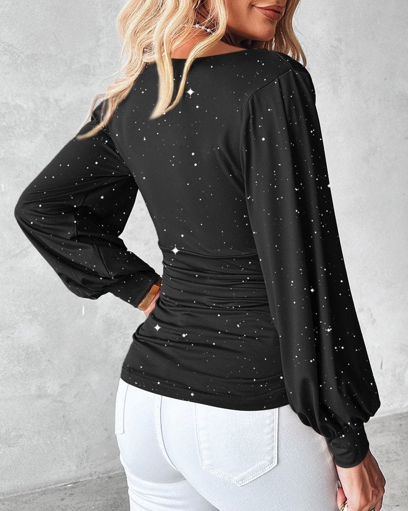 Women's Long Sleeve V-Neck Star Print Sandy Blouse - Janes - by Peralane - photo 2