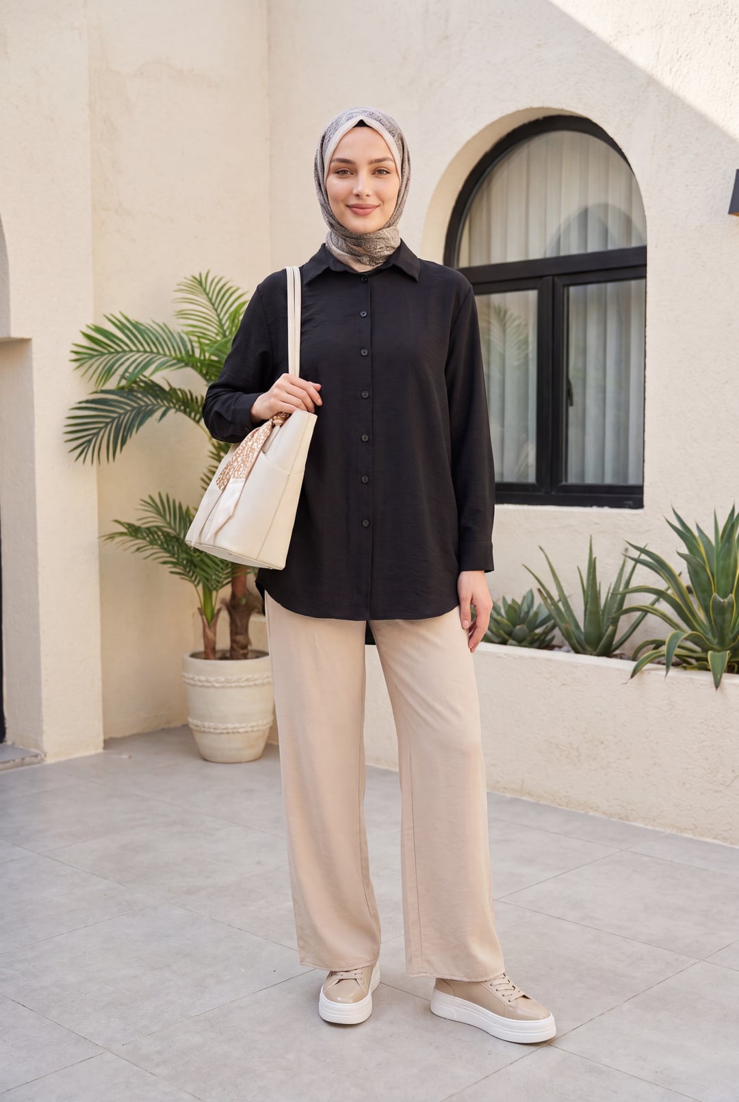 Long Back Button Poplin Shirt - Black - Podyumplus - by Peralane - photo 6