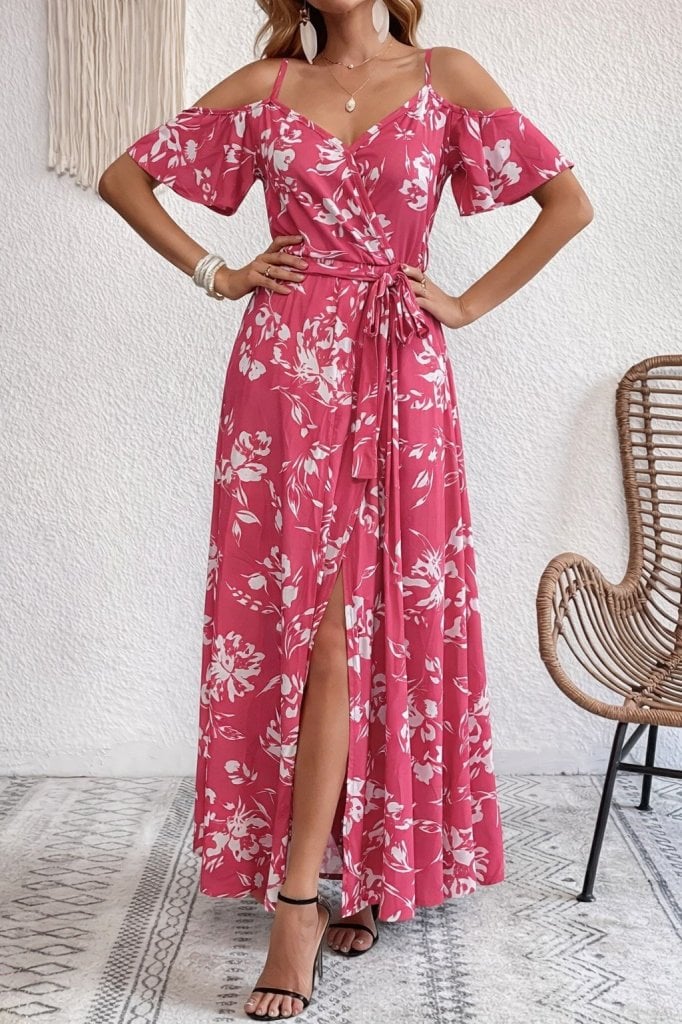Women's Cold-Shoulder Short-Sleeve Wrap Maxi Dress with Floral Print - Janes - by Peralane - photo 2