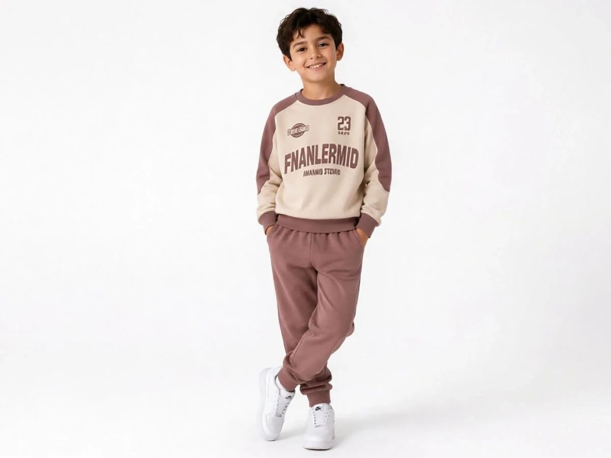 Boys' Printed Sweatshirt and Trousers Set - Brown - Miss Melinda - by Peralane